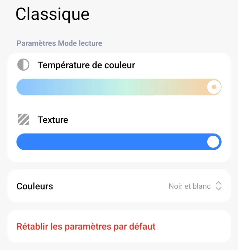 Capture d'écran option Lecture smartphones Xiaomi